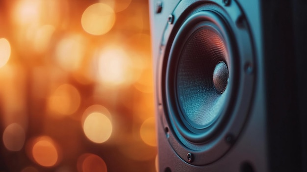 Closeup of Loudspeaker on Blur Background