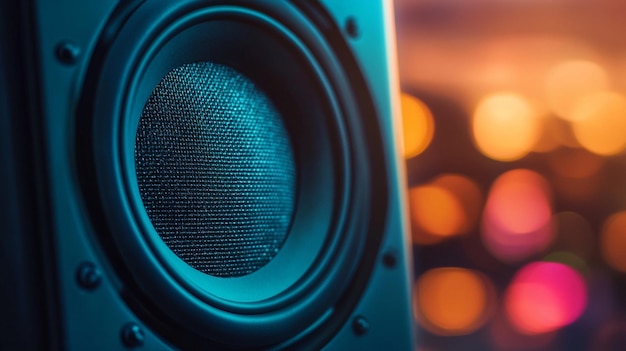 Closeup of Loudspeaker on Blur Background