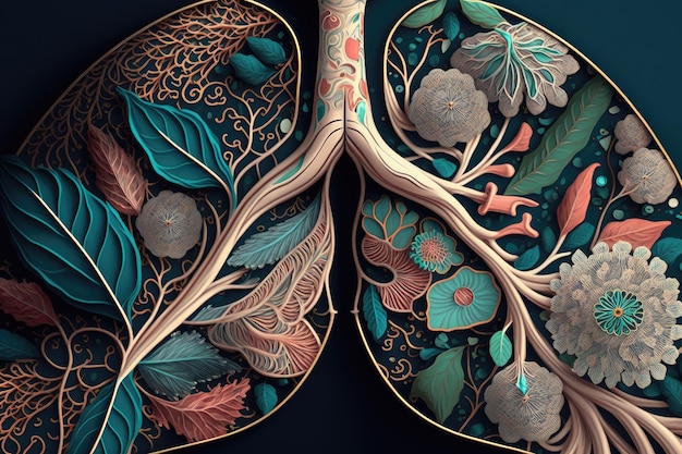 Closeup of a lung with intricate floral pattern