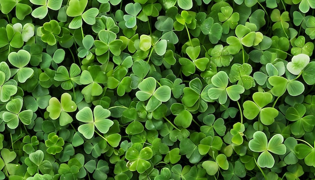 Photo closeup of lush green clover leaves