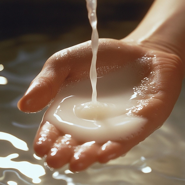 A closeup of a luxurious body lotion being dispensed into a persons hand