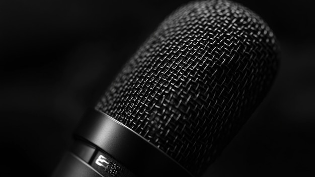 Closeup Macro of Dark Black Microphone Texture