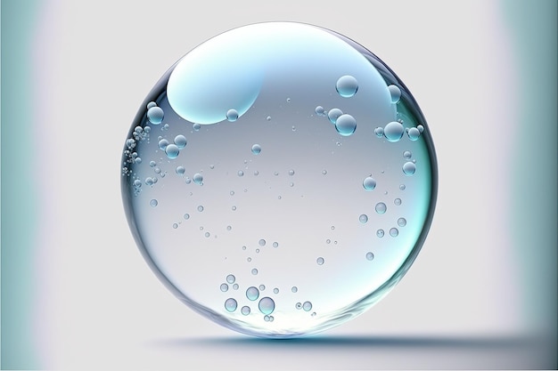 Closeup macro iridescent round water sphere with air bubbles