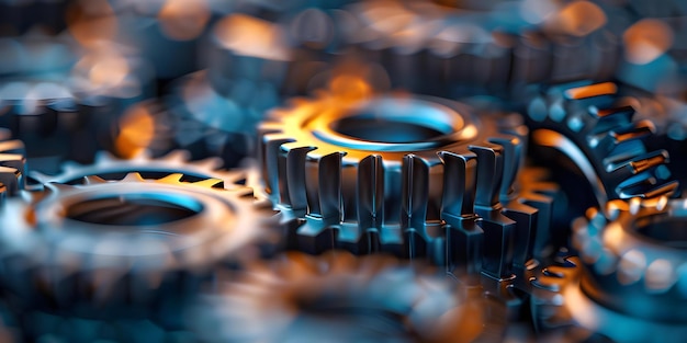 CloseUp Macro Photography of Detailed Metallic Automotive Gears Concept Macro Photography Automotive Gears Metallic Details CloseUp Shots