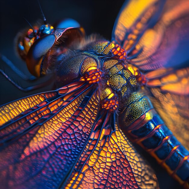 Photo closeup macro photography of a dragonfly39s wings