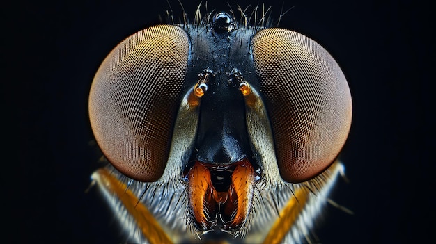 Photo closeup macro photography of a fly39s face with compound eyes