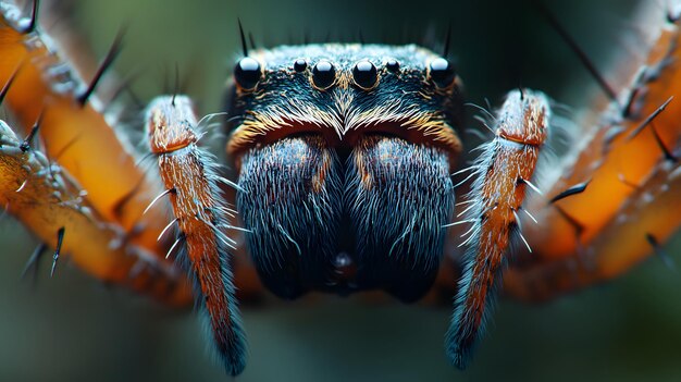 Photo closeup macro photography of a jumping spider