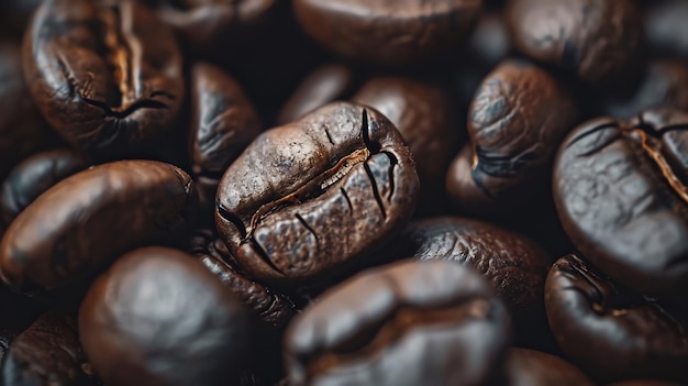 Photo closeup macro shot of coffee beans