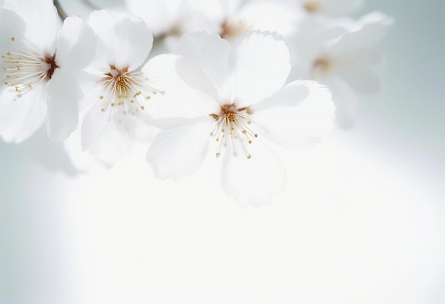 Photo a closeup macro shot of a delicate white cherry blossom