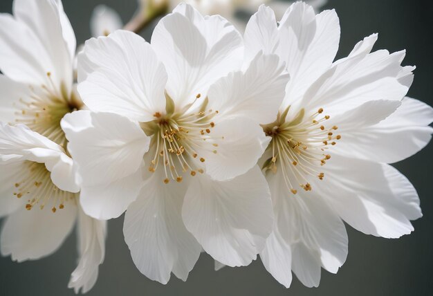 Photo a closeup macro shot of a delicate white cherry blossom