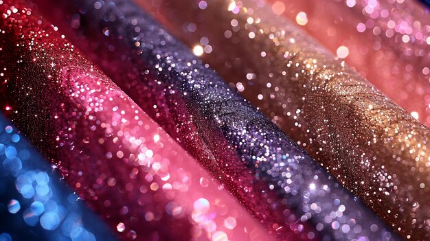 Photo closeup macro shot of a golden spreading glitterabstract bokeh colorful glitter background