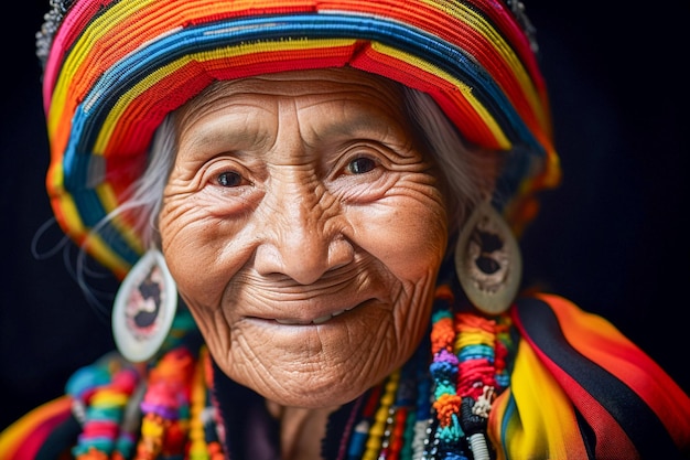 Closeup macro shot of woman face with colorful rainbow pattern makeup