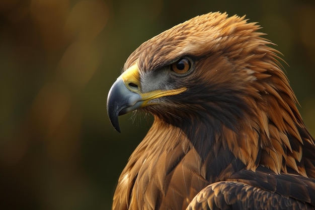 Closeup of a magnificent golden eagle against a blurred background