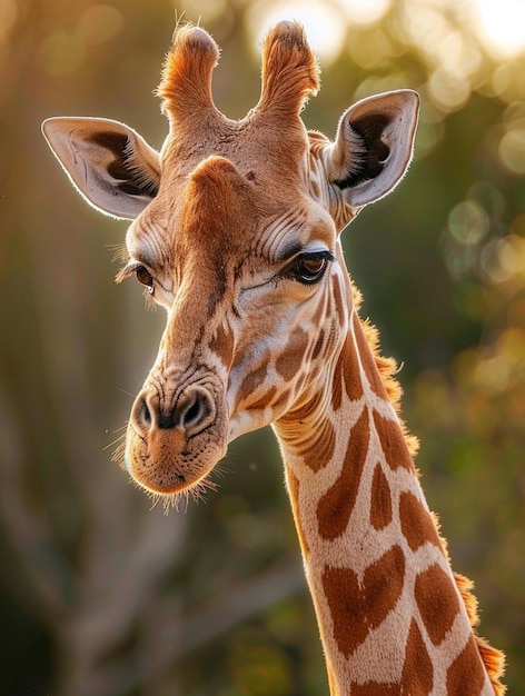 CloseUp of Majestic Giraffe in Natural Habitat at Sunset