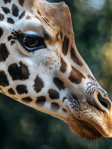 Photo closeup of a majestic giraffe with unique spot patterns in natural habitat