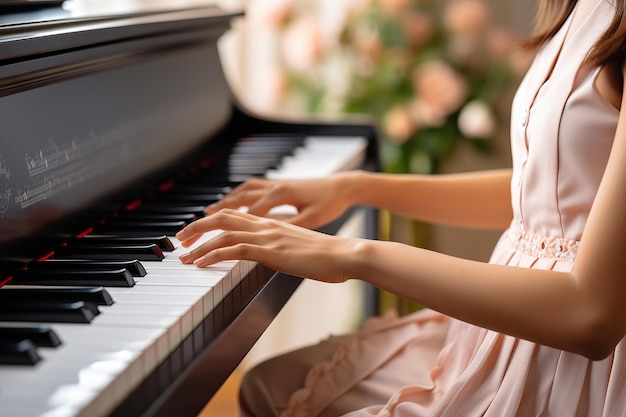 Closeup of male hands playing the piano Focus on hands