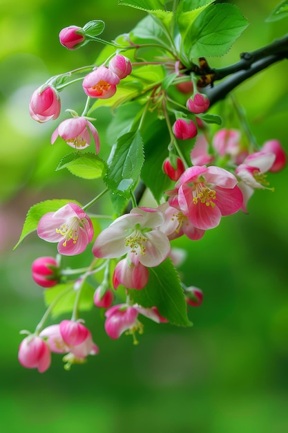 CloseUp of Malus Spectabilis Flowers Blooming in Springtime Symbolizing Renewal