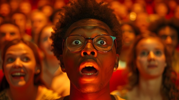 a closeup of a man with a surprised expression His mouth is open wide and he has a look of shock