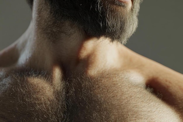 CloseUp of a Man39s Chest and Beard A Study in Texture and Masculinity