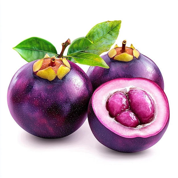 Closeup of Mangosteen on White Background