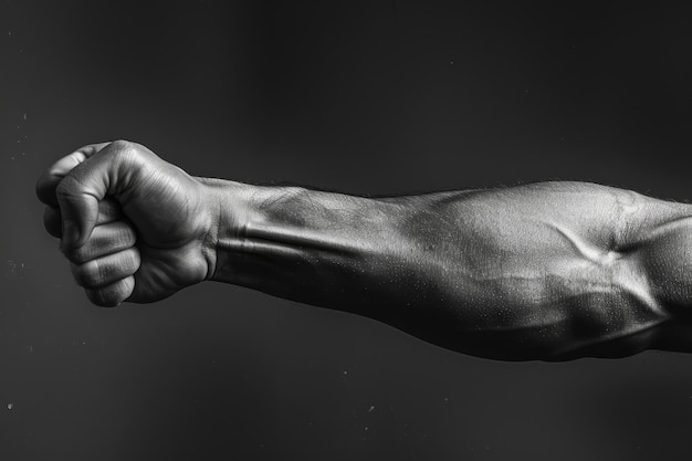 Photo a closeup of a mans arm displaying power and force in black and white power and force exerted in the arm