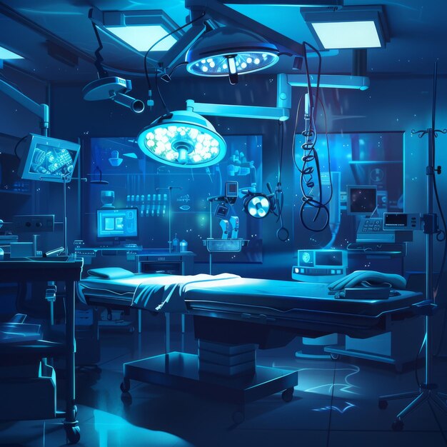 Closeup medical instruments placed on operating table in operating room It is medical device inten