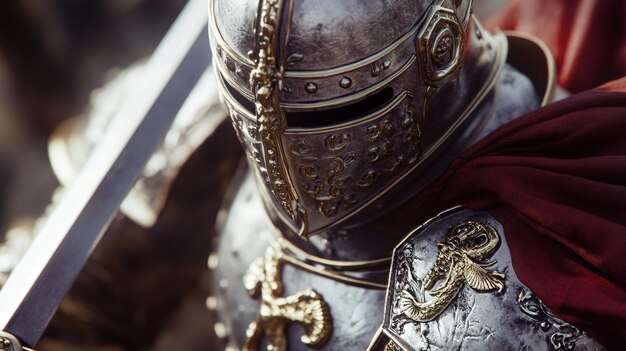 Photo closeup of a medieval knight in armor