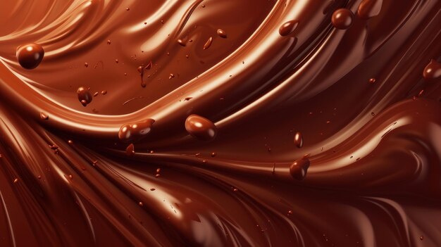 Closeup Melting and delicious brown chocolate background AI generated image