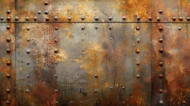 CloseUp Metal Surface Illustration with Rivets