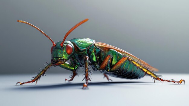 Closeup of a Metallic Green Beetle