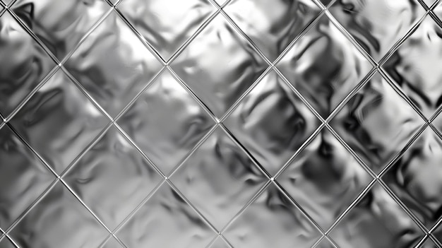 Photo closeup of metallic silver diamond pattern background with reflective texture