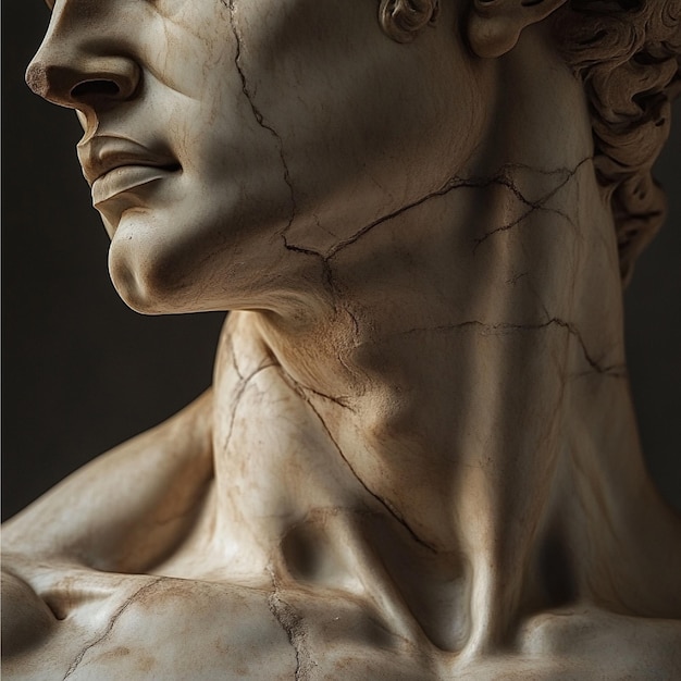 Photo a closeup of michelangelos david showcasing the intricate details of the sculpture including the