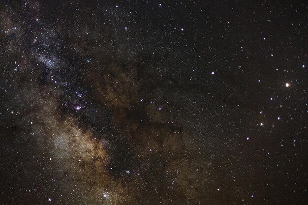 Closeup of Milky way galaxy with stars and space dust in the universe Long exposure photograph