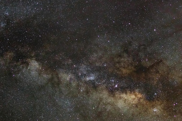 Closeup of Milky way galaxy with stars and space dust in the universe