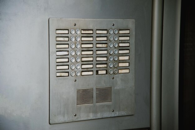 closeup of a modern intercom sign