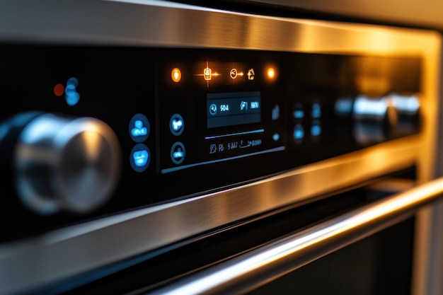 Photo closeup of a modern oven control panel