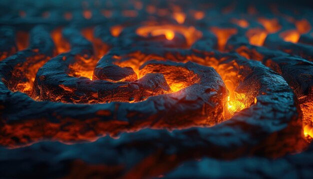 Photo closeup of molten lava flowing