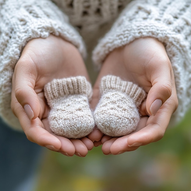 a closeup of a momtobes hands holding a tiny pair of baby socks2