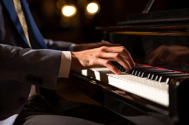 Closeup of monochrome piano keys background musical instrument concept in black and white tone