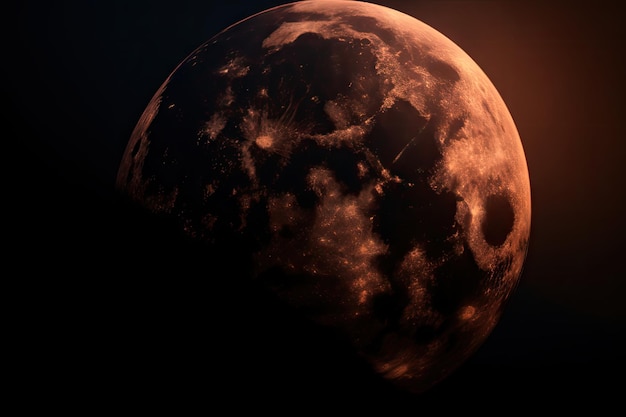 Closeup of the moon eclipsed by the sun created with generative ai