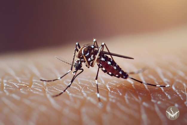 CloseUp of a Mosquito Feasting on Skin