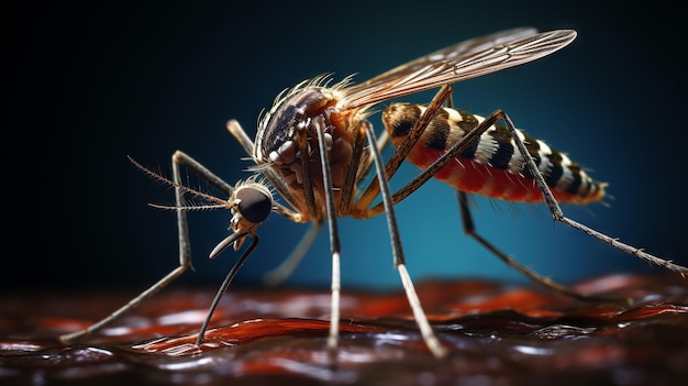 Closeup of a mosquito in nature Insects pests that spread Viruses and diseases