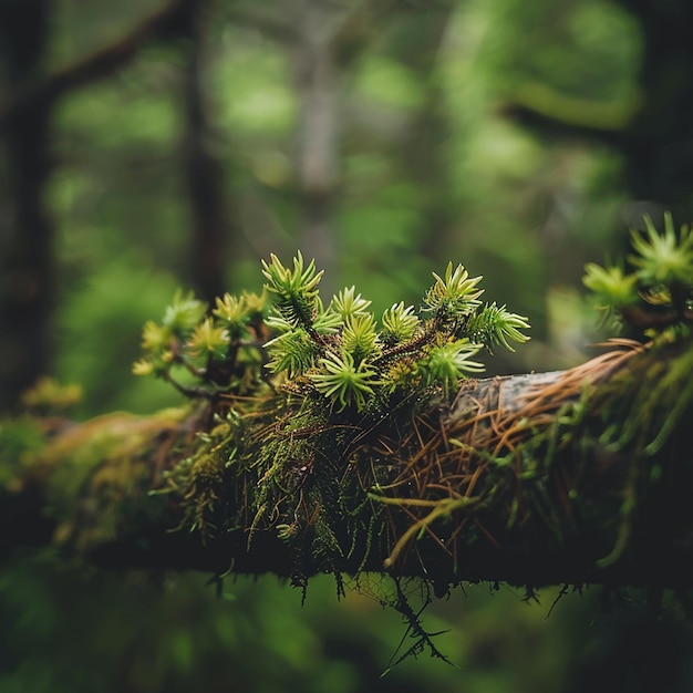 Closeup Moss and Plants on Tree