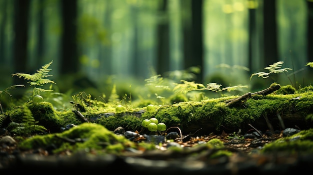 Closeup of moss on the stone