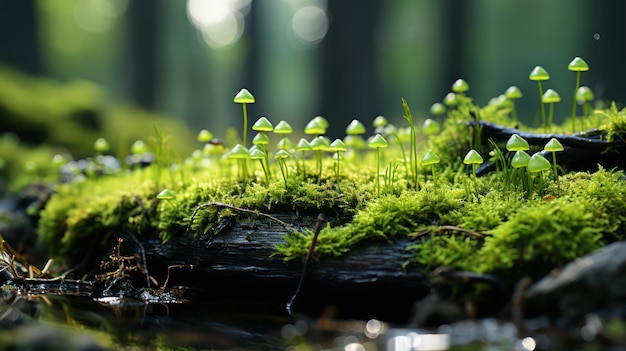 Closeup of moss on the stone