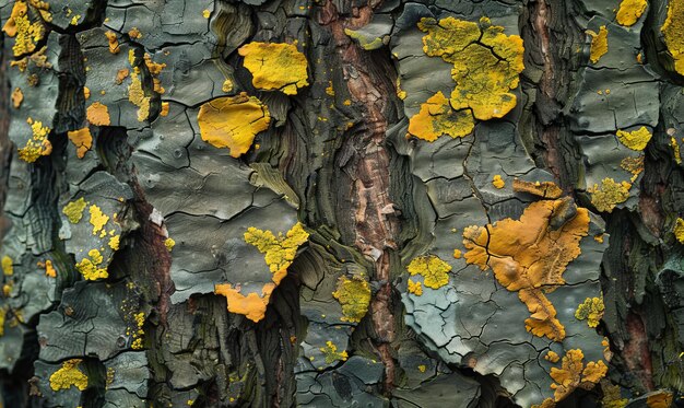 Photo closeup of moss on tree bark autumn hues rich textures earthy patterns