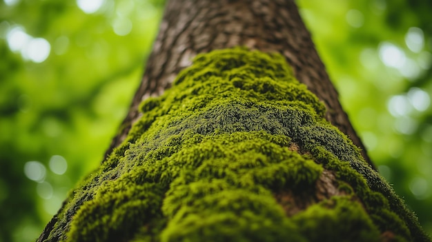 Closeup of Moss on Tree Trunk