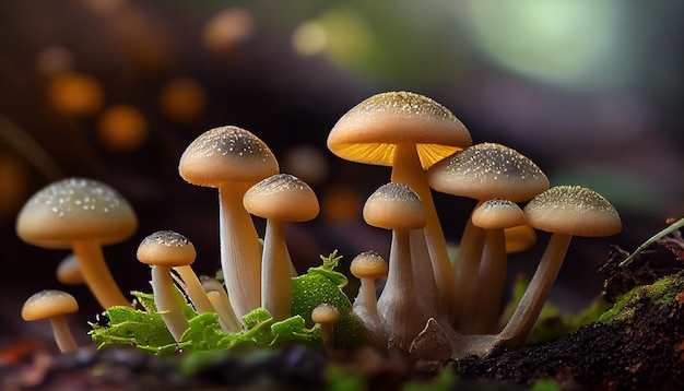 Closeup Of Mushrooms Growing On Land professional p