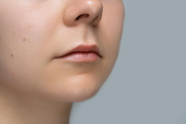 Closeup of natural female lips without makeup