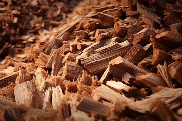 Closeup of natural wood chips texture